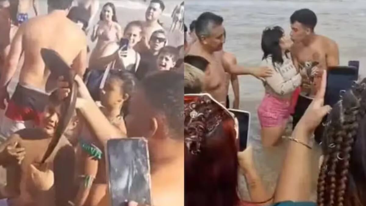 VIDEO | Una mujer salvó a un tiburón bebé de una multitud en Argentina