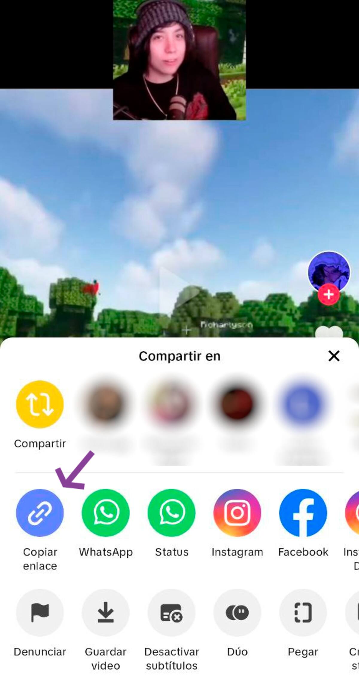 Luego, tendrás que copiar el enlace de TikTok. Créditos: Pantallazo TikTok.