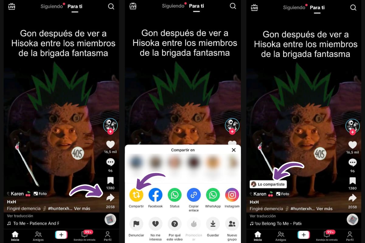 Estos son los pasos que debes seguir para compartir un video en TikTok.