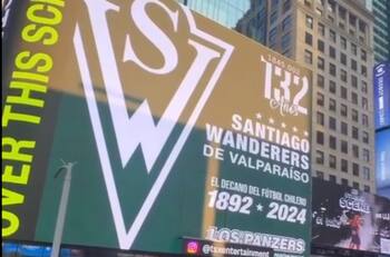 VIDEO | Saludo por aniversario 132 de Santiago Wanderers llegó a las pantallas del Times Square en Nueva York