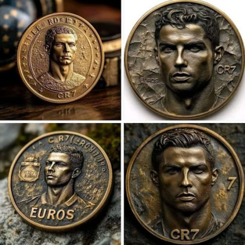 Algunos diseños que circulan de la moneda de Cristiano Ronaldo.