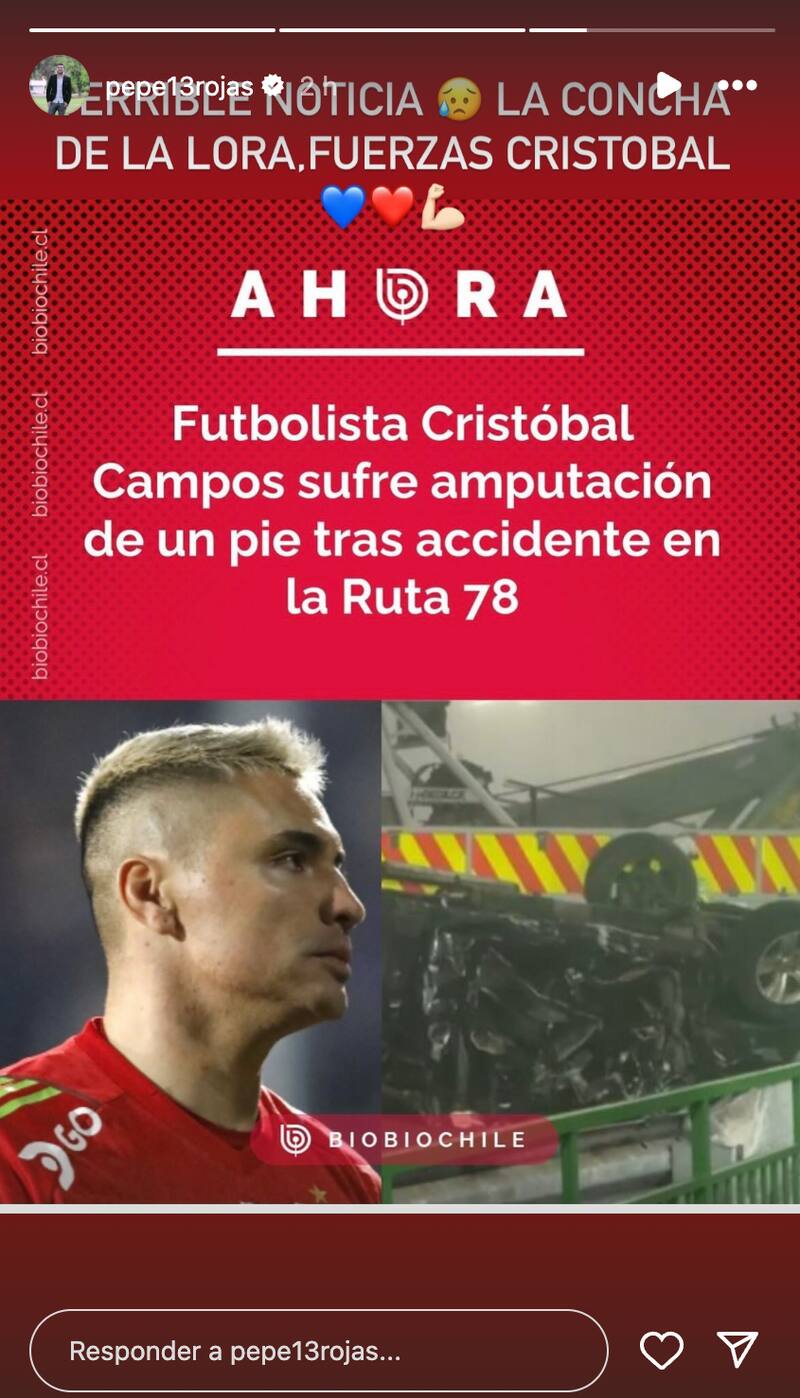 Reacciones al accidente de Cristóbal Campos.