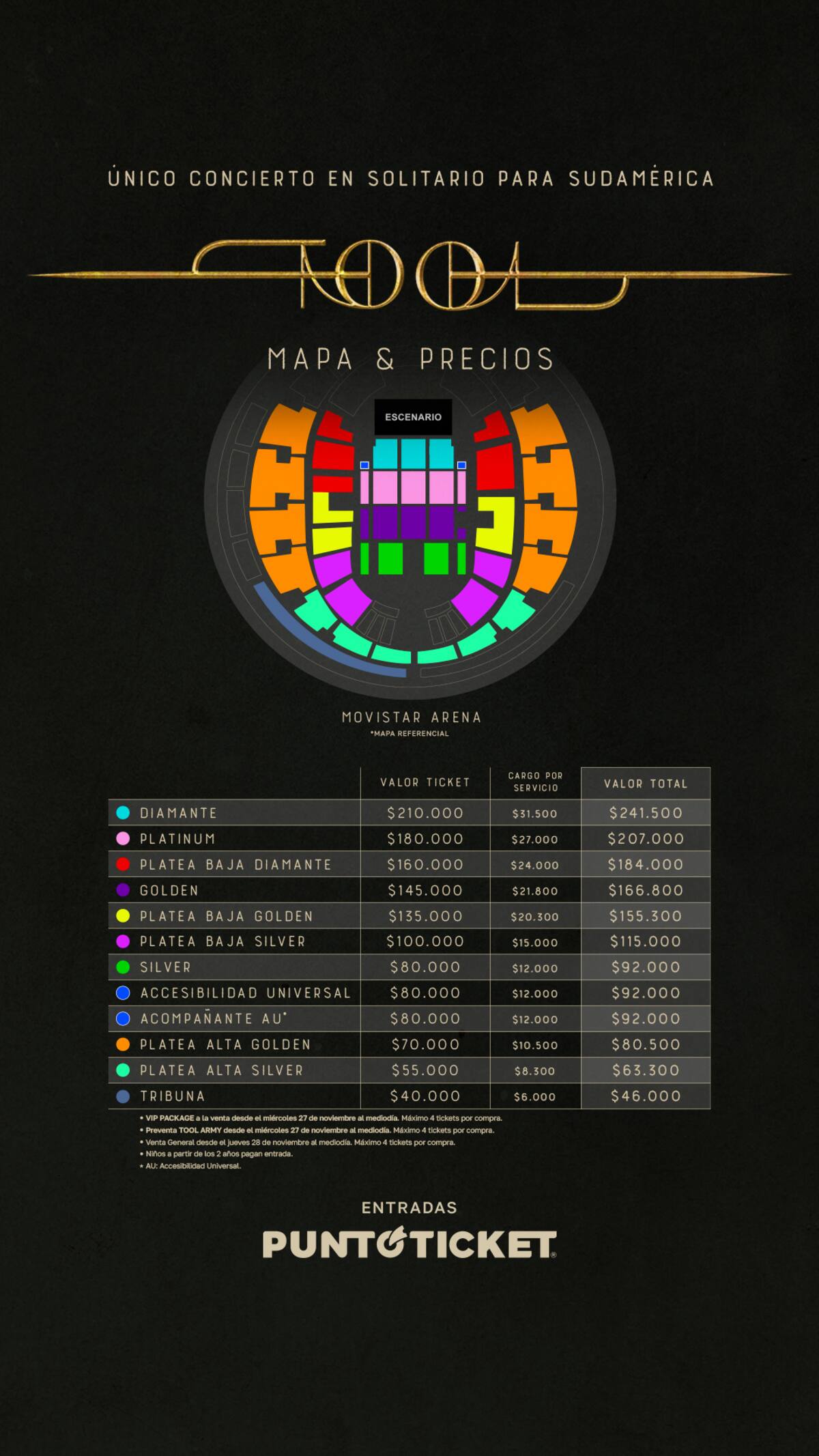 Tool y el detalle de la venta de entradas para Chile