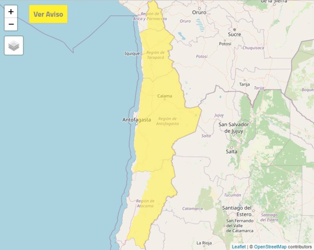 Estas serían las zonas afectadas por una posible tormenta de arena. Créditos: Meteored.