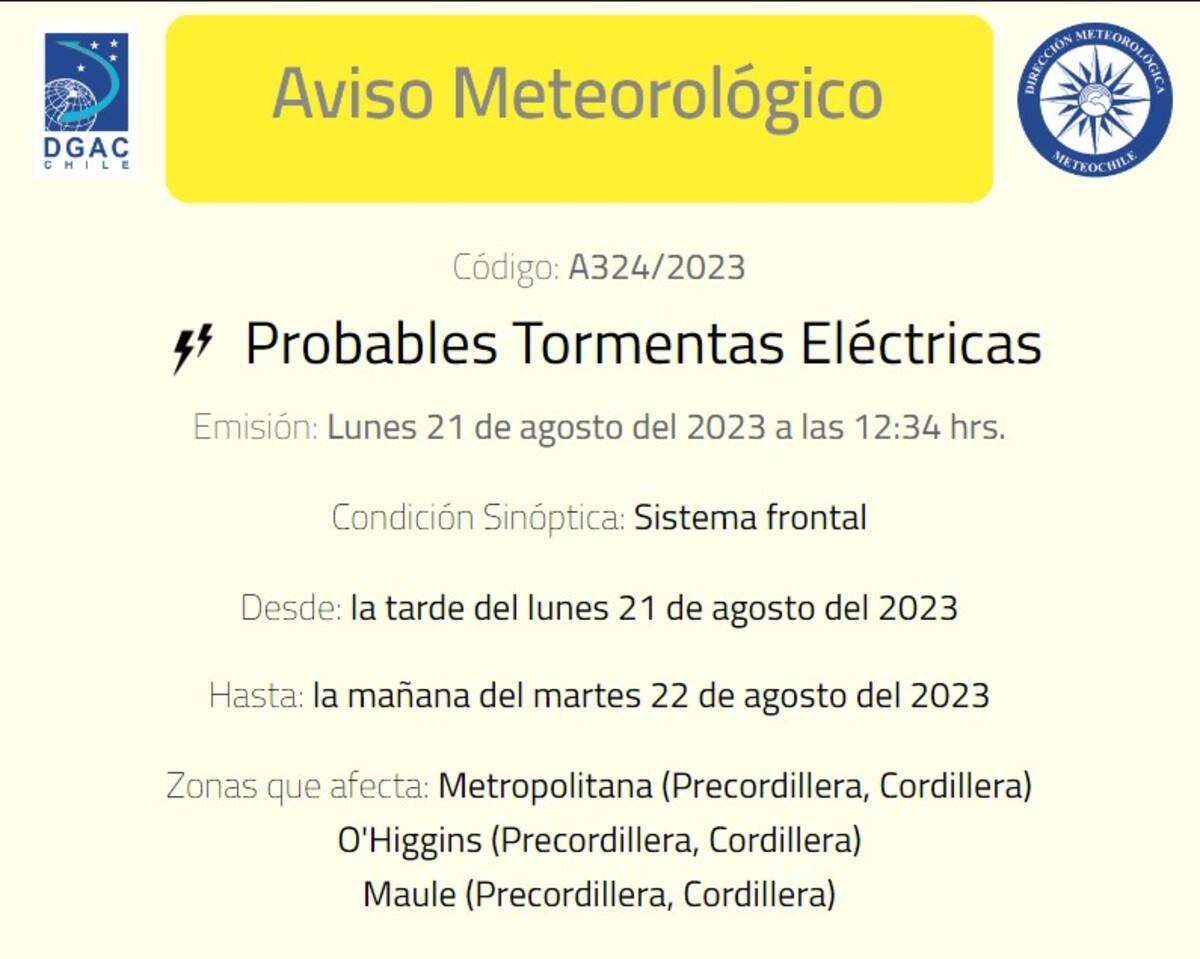 Estas son las regiones donde ocurrirá este lunes y martes el sistema frontal, según la DMC.
