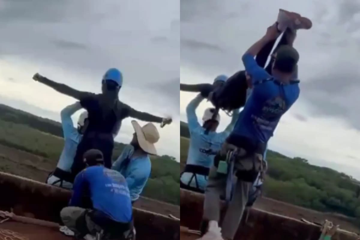La mujer falleció tras un salto de cuerda de 40 metros en un popular puente de Limeira. Fotos: Capturas video de @AlertaNews24 vía X.