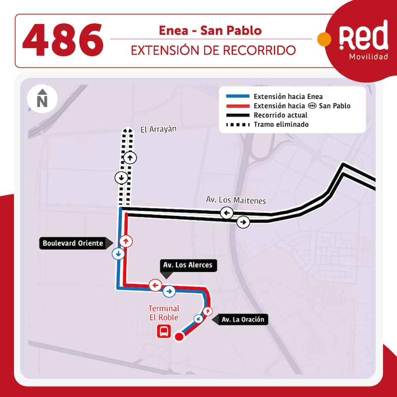 El recorrido 486 extendió su recorrido.