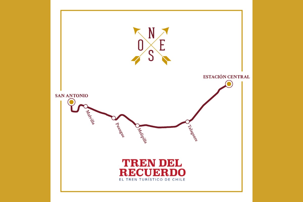 Este es el recorrido del Tren Santiago-San Antonio.