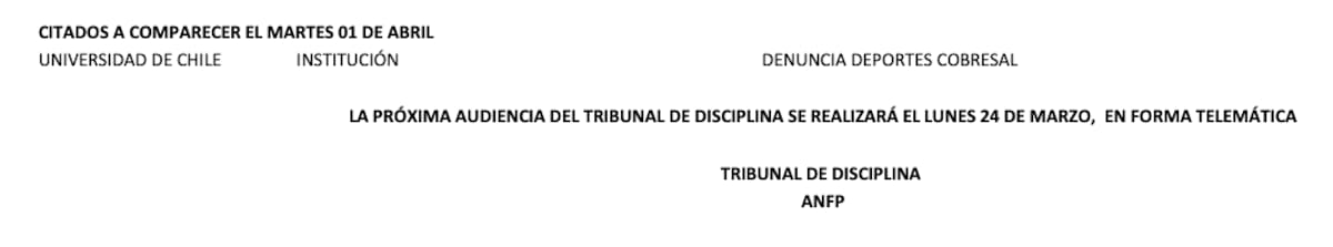 Cobresal denunció a Universidad de Chile.