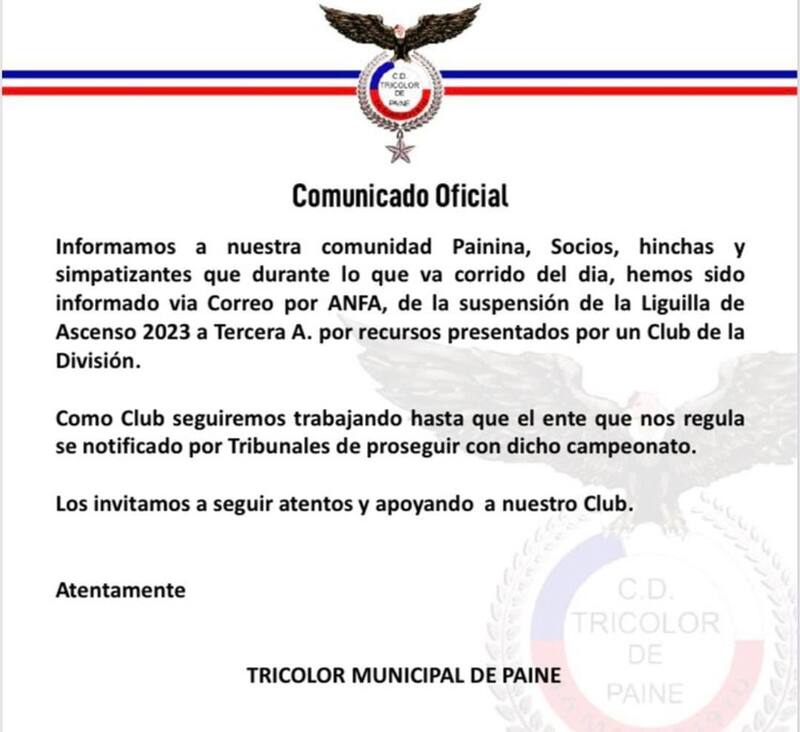 El comunicado de Tricolor