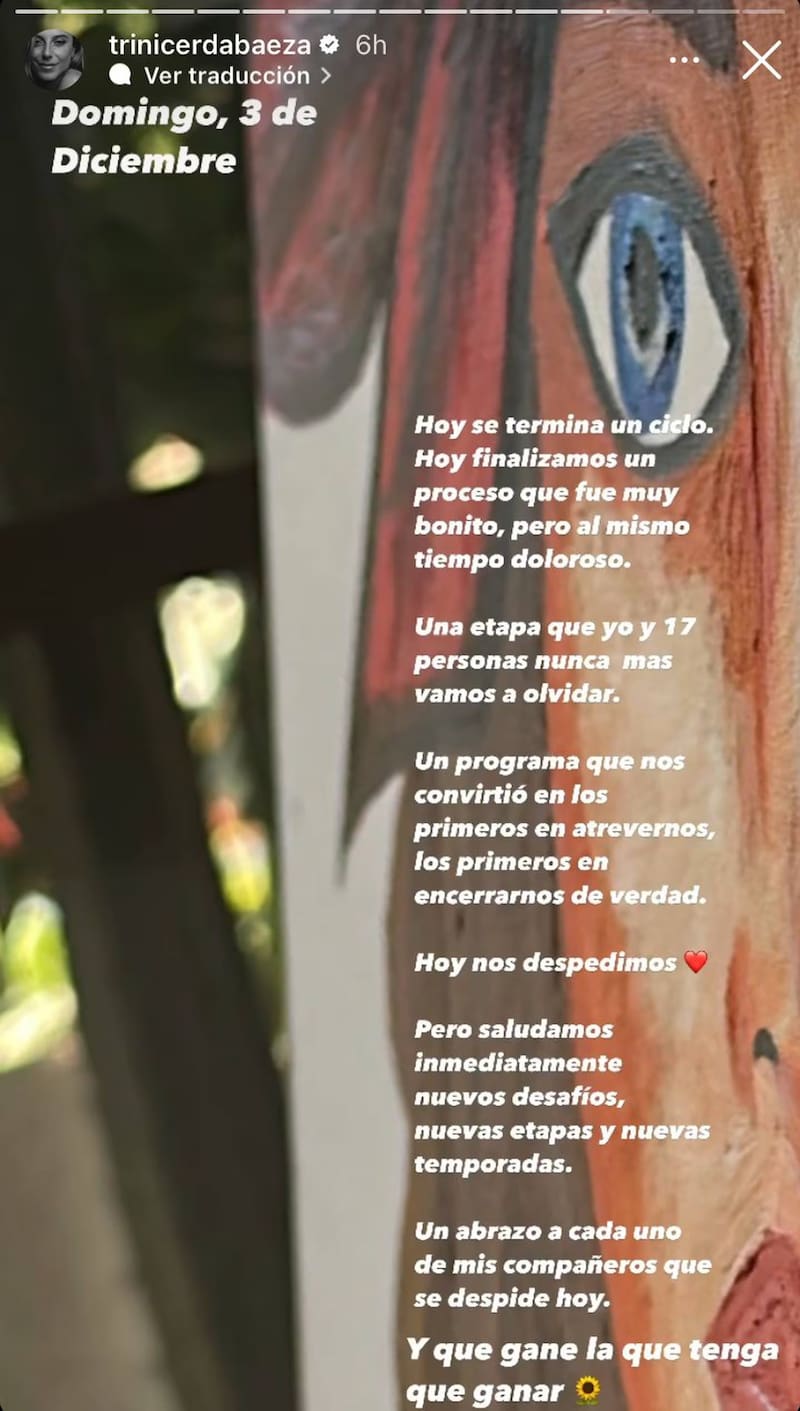 Trinidad Cerda y su reflexión ante la final de "Gran Hermano" Chile.