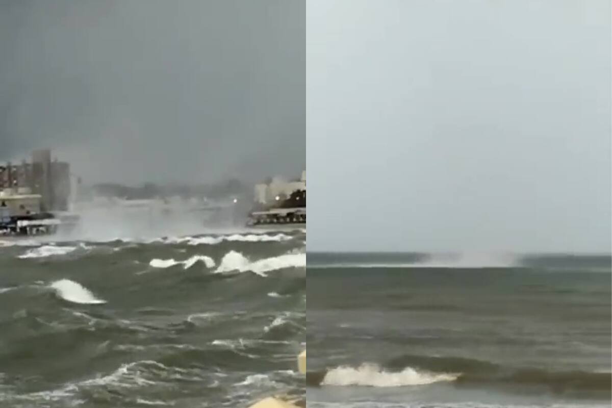 Durante esta semana se registraron dos trombas marinas en las costas de Uruguay, según información entregada por Inumet. Foto: Captura de video.