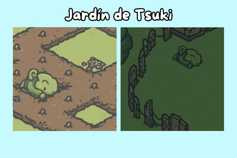 Cuando vayas al jardín de Tsuki, asegúrate de fijarte bien para ver a la camaleona.