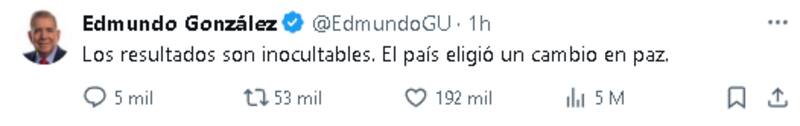 Tuit de Edmundo González.
