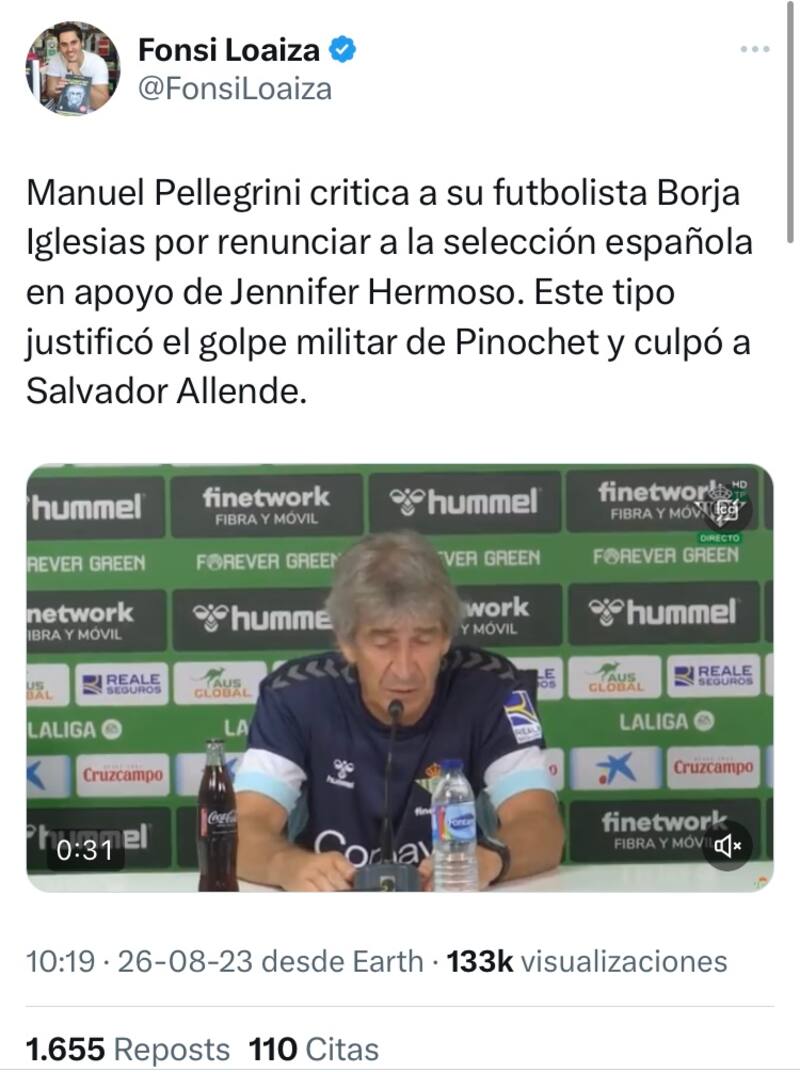 El ataque del periodista Fonsi Loaiza a Manuel Pellegrini.