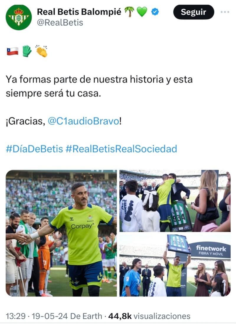 El homenaje del Betis a Claudio Bravo.