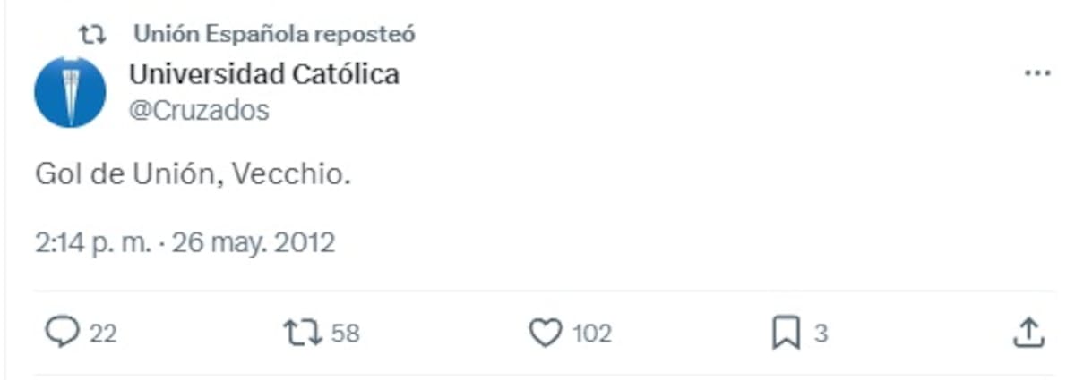 Este es el Tweet que reposteó la cuenta oficial de Unión Española