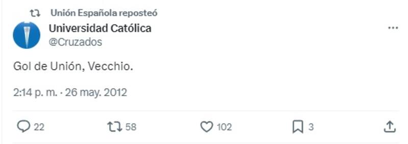 Este es el Tweet que reposteó la cuenta oficial de Unión Española