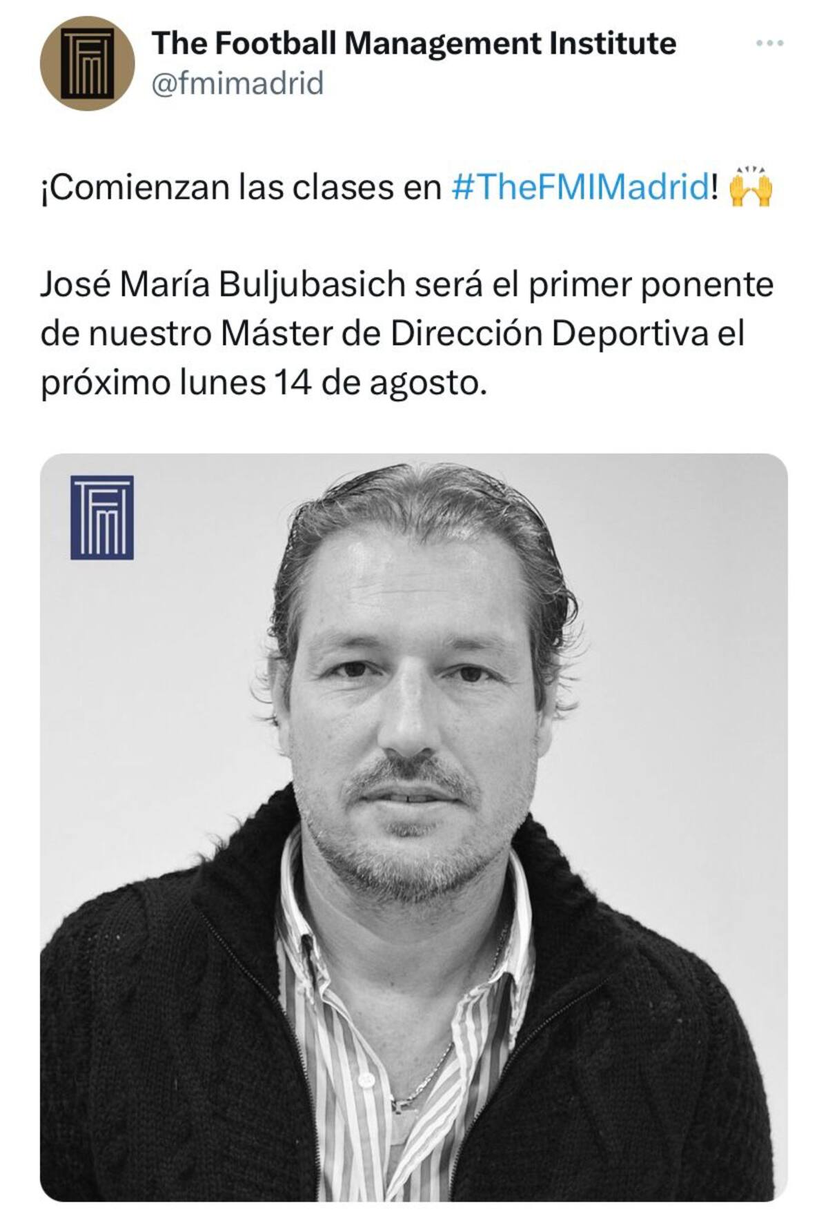 El anunció de la charla que realizará José María Buljubasich, gerente deportivo de Universidad Católica.