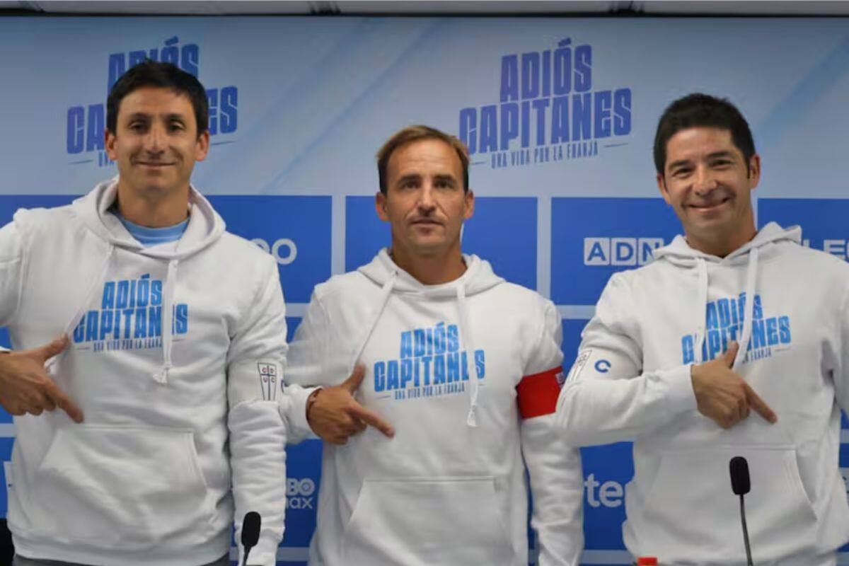 Milovan Mirosevic, José Pedro Fuenzalida y Cristián Álvarez, legendarios ex capitanes de los Cruzados.