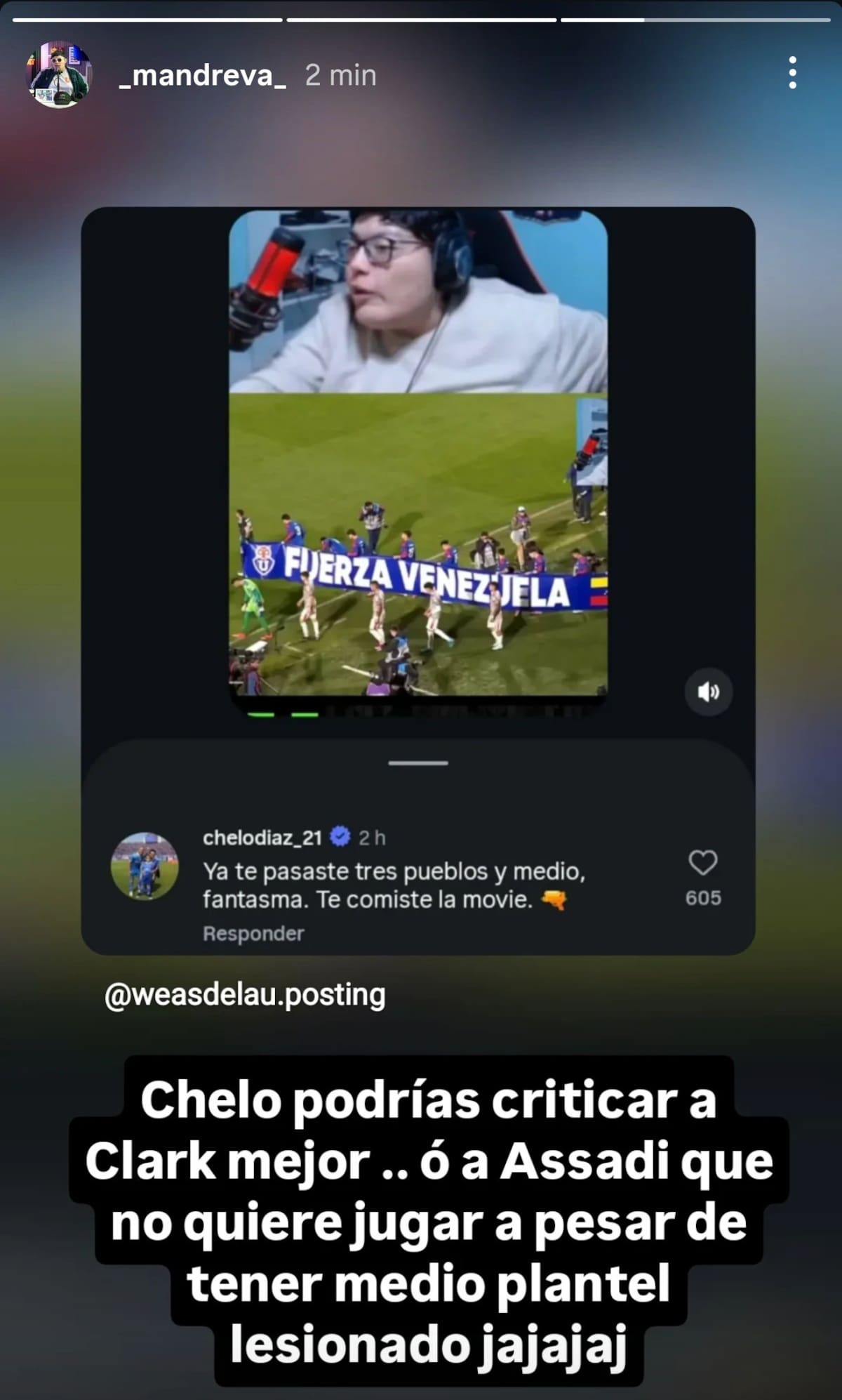 El round entre Marcelo Díaz y Mandreva. Foto: Captura.