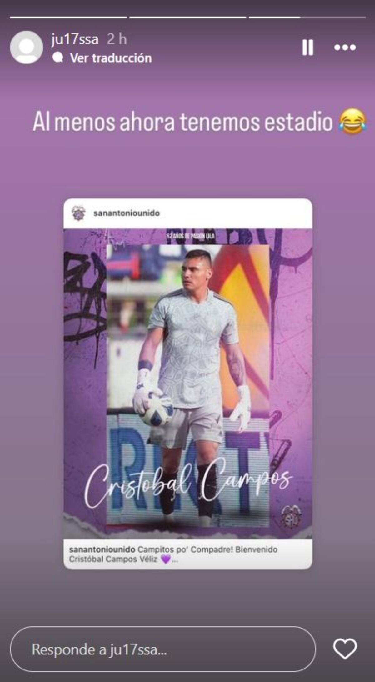 Hermana de Cristóbal Campos en redes sociales.