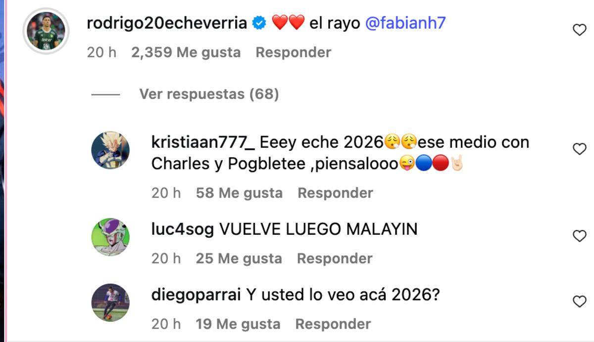 Hinchas azules piden el regreso de Rodrigo Echeverría.