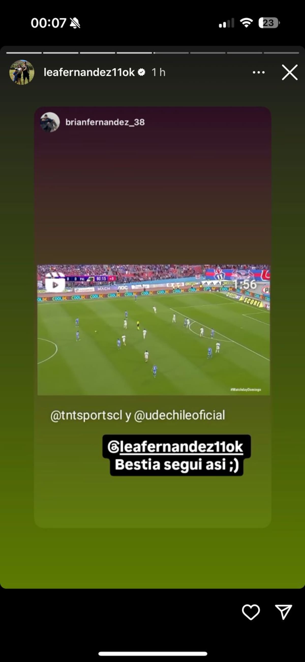 Brian Fernández felicitó a su hermano.