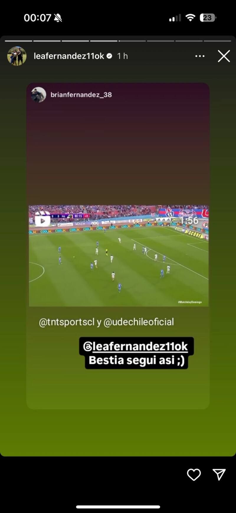 Brian Fernández felicitó a su hermano.