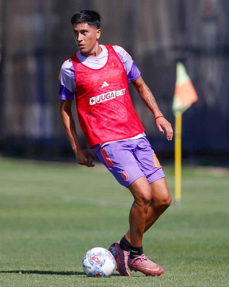 Matías Sepúlveda en el último entrenamiento de los azules.
