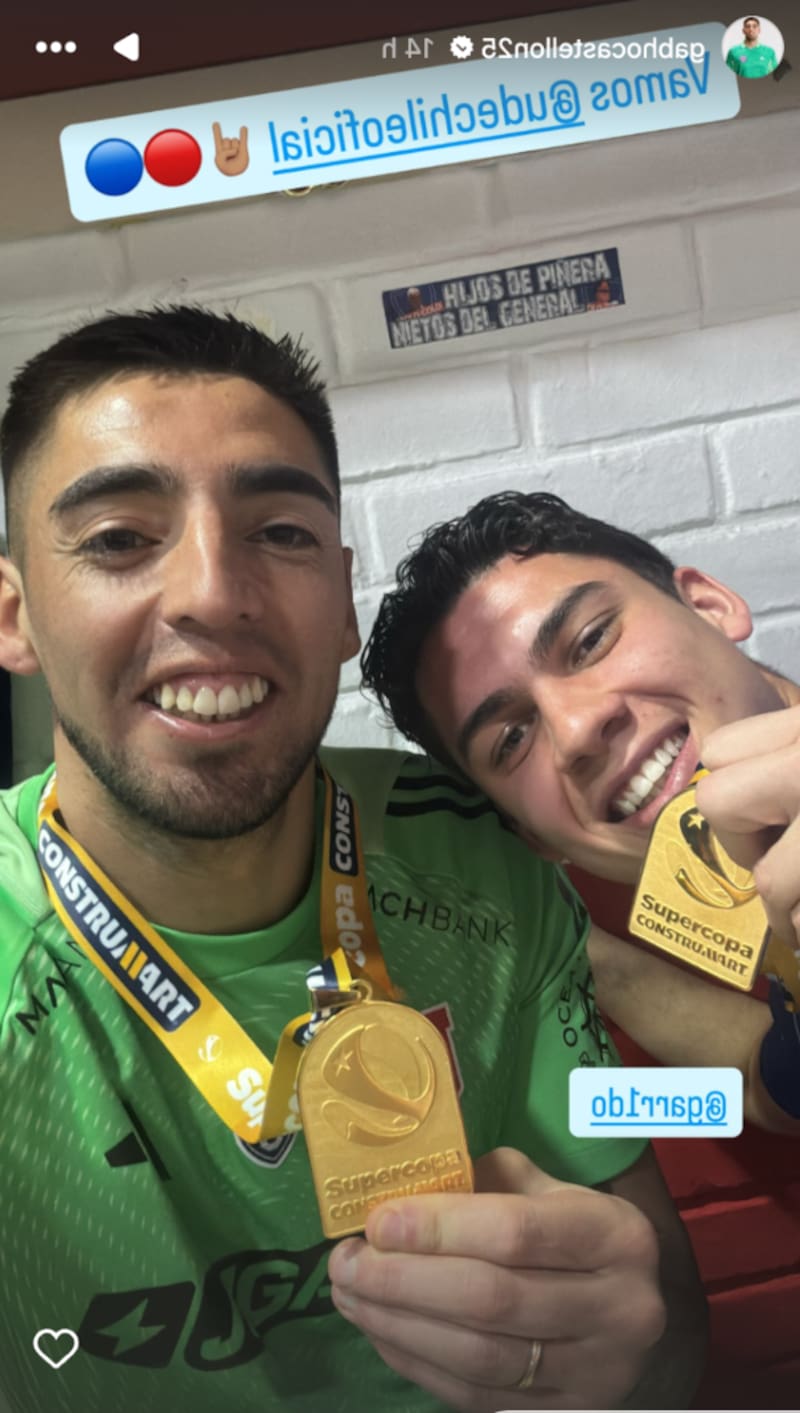 Gabriel Castellón publicó una historia en Instagram donde se percibe provocador mensaje a Colo Colo. (Foto invertida)