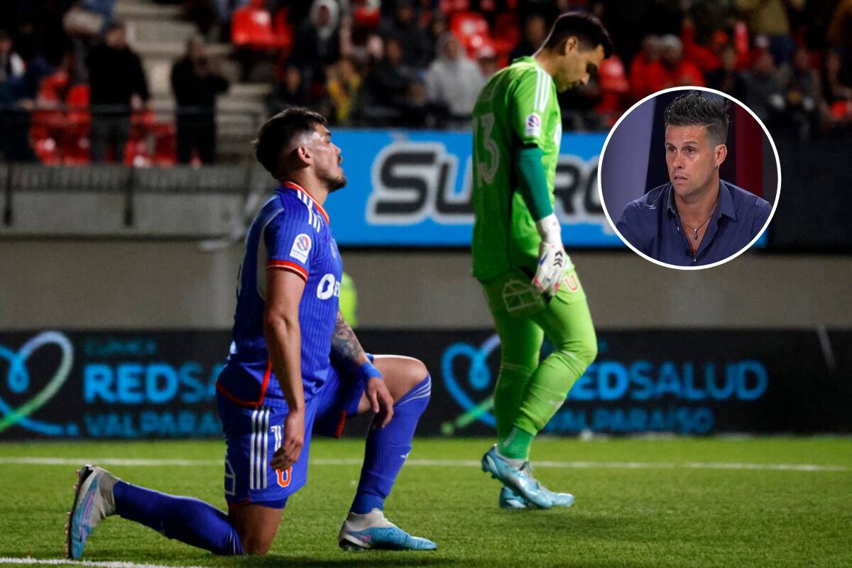 Luis Casanova y Cristopher Toselli lamentando una nueva derrota de la U. Foto: Aton.