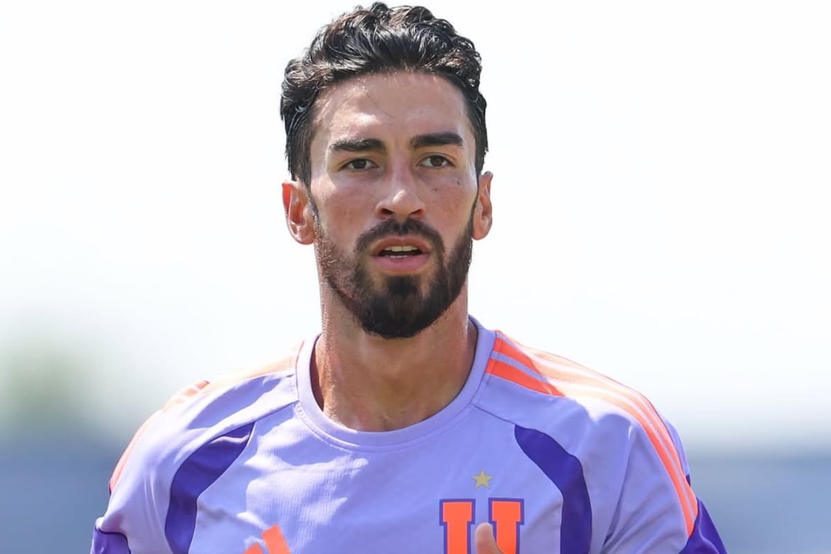 Juan Martín Lucero, en su primer entrenamiento con la camiseta azul. Foto: Prensa UCH.