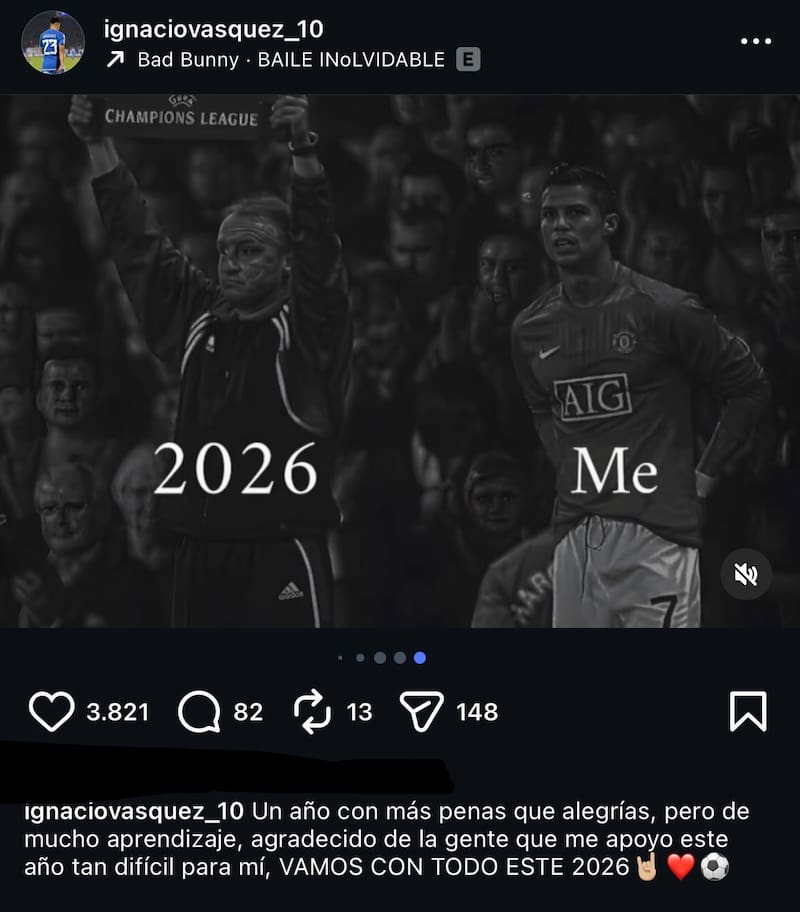 Mensaje de Ignacio Vásquez en Instagram.