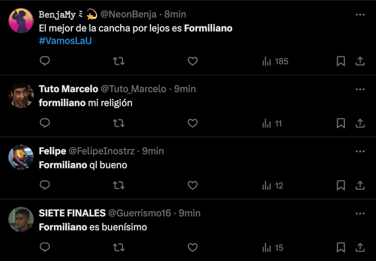 Fabricio Formiliano fue elogiado por los hinchas de la U.