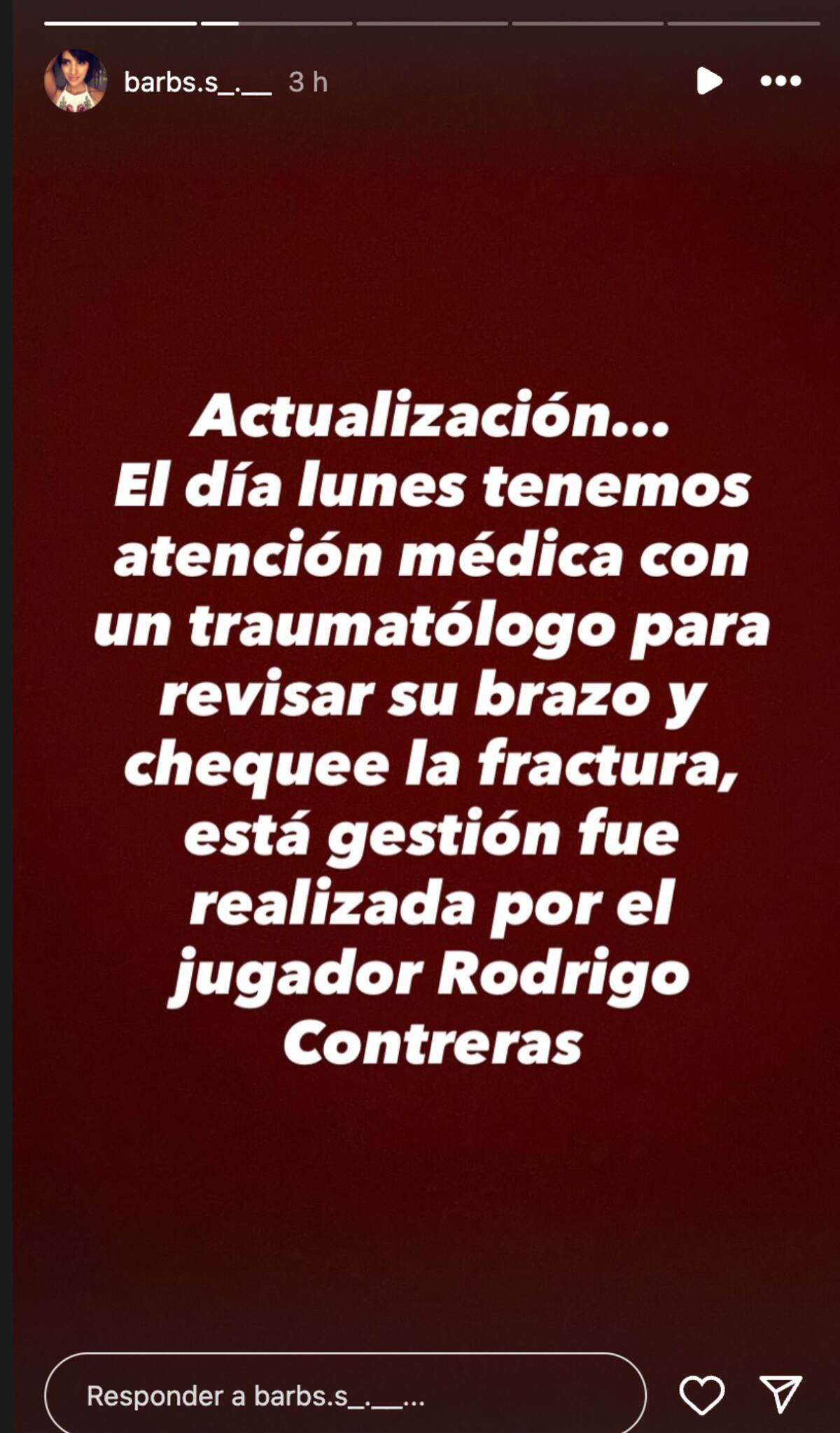 Familiar de hincha afectado agradeció la gestión de Rodrigo Contreras.