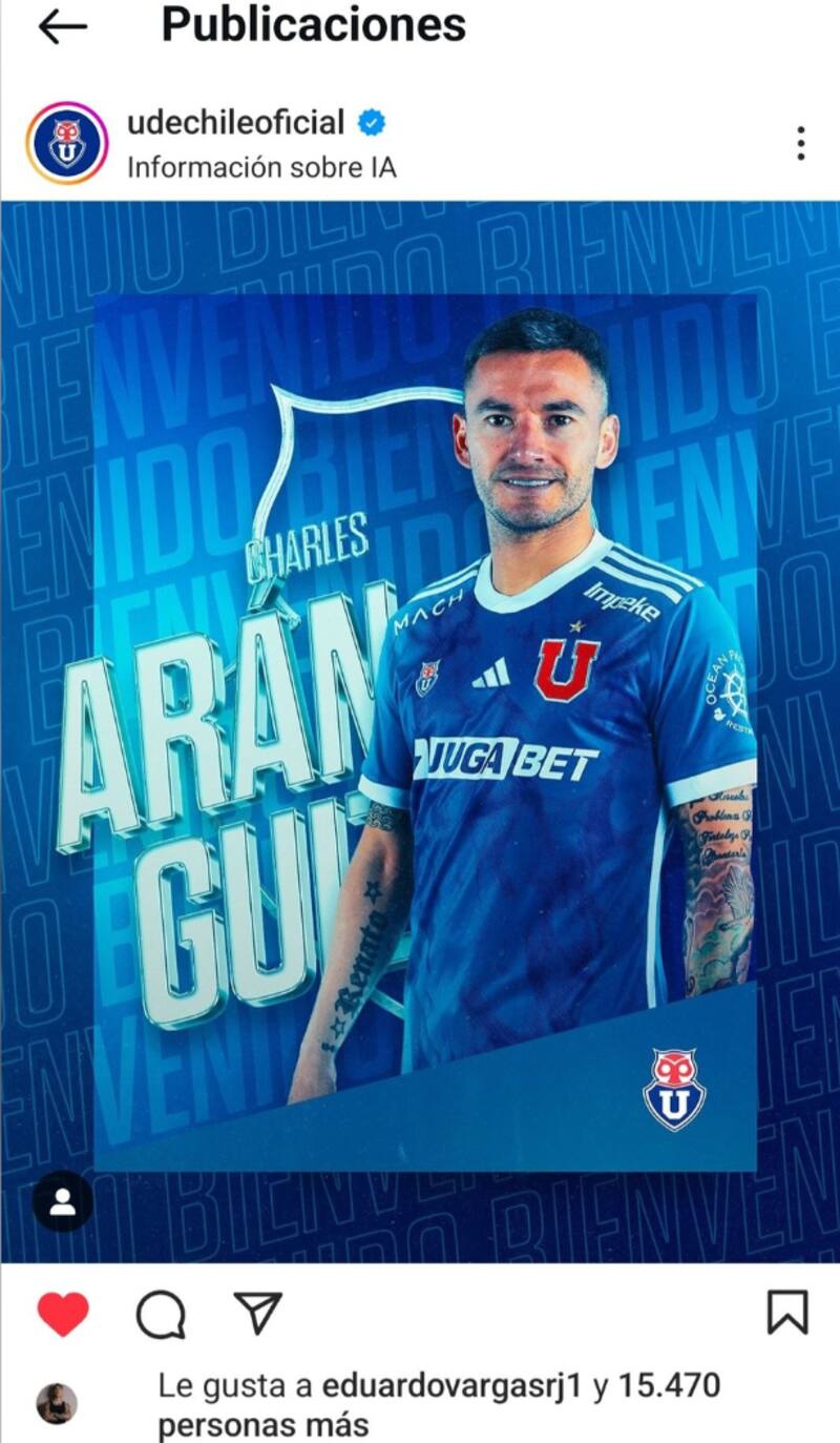 El like de Eduardo Vargas a la presentación de Aránguiz.