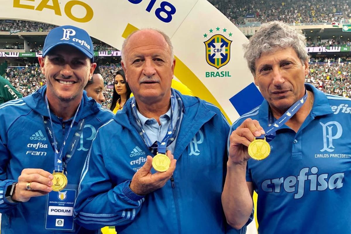 Paulo Turra junto a Scolari cuando ganaron el Brasileirao con Palmeiras en 2018. Foto: Instagram Paulo Turra.