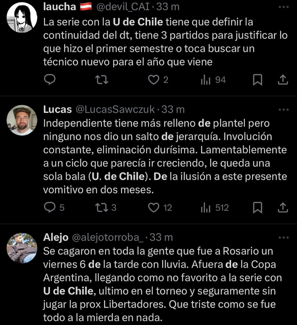 Hinchas de Independiente sobre la llave de Copa Sudamericana.