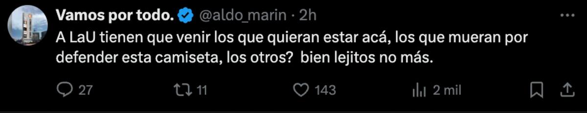 La respuesta de Azul Azul a Alexis Sánchez.