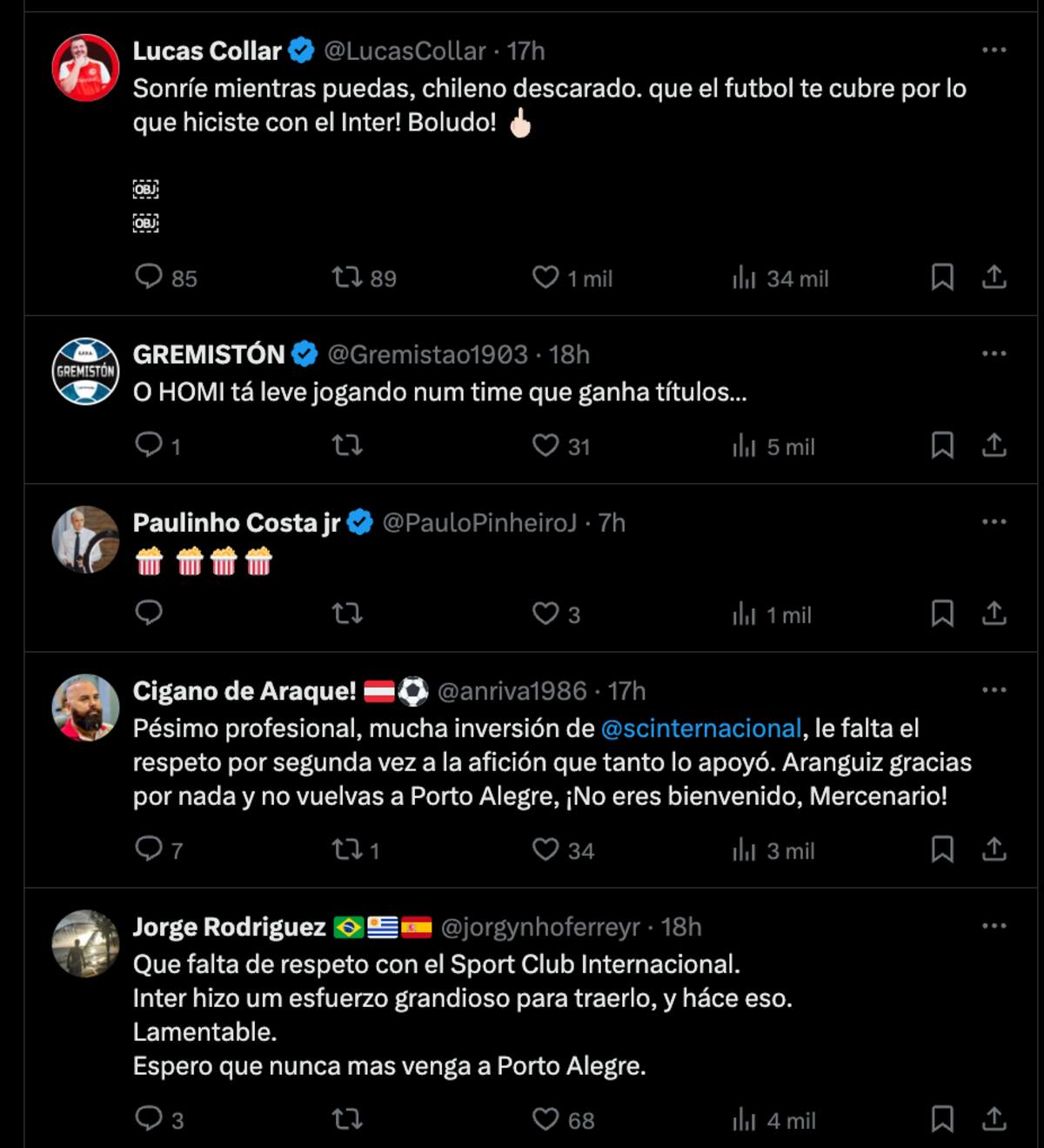 Charles Aránguiz fue criticado por hinchas brasileños.