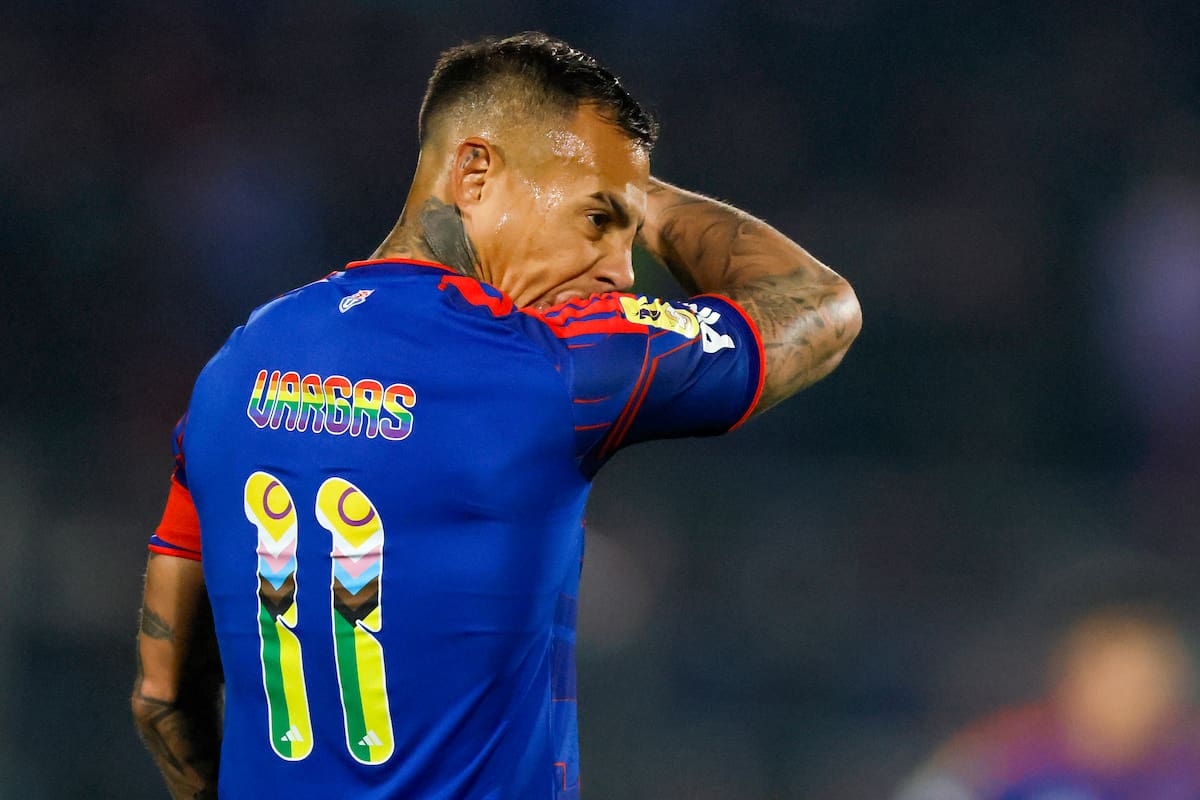 Eduardo Vargas en la victoria azul ante O'Higgins. Turboman es ahora baja para la Copa Chile. Foto: Aton.