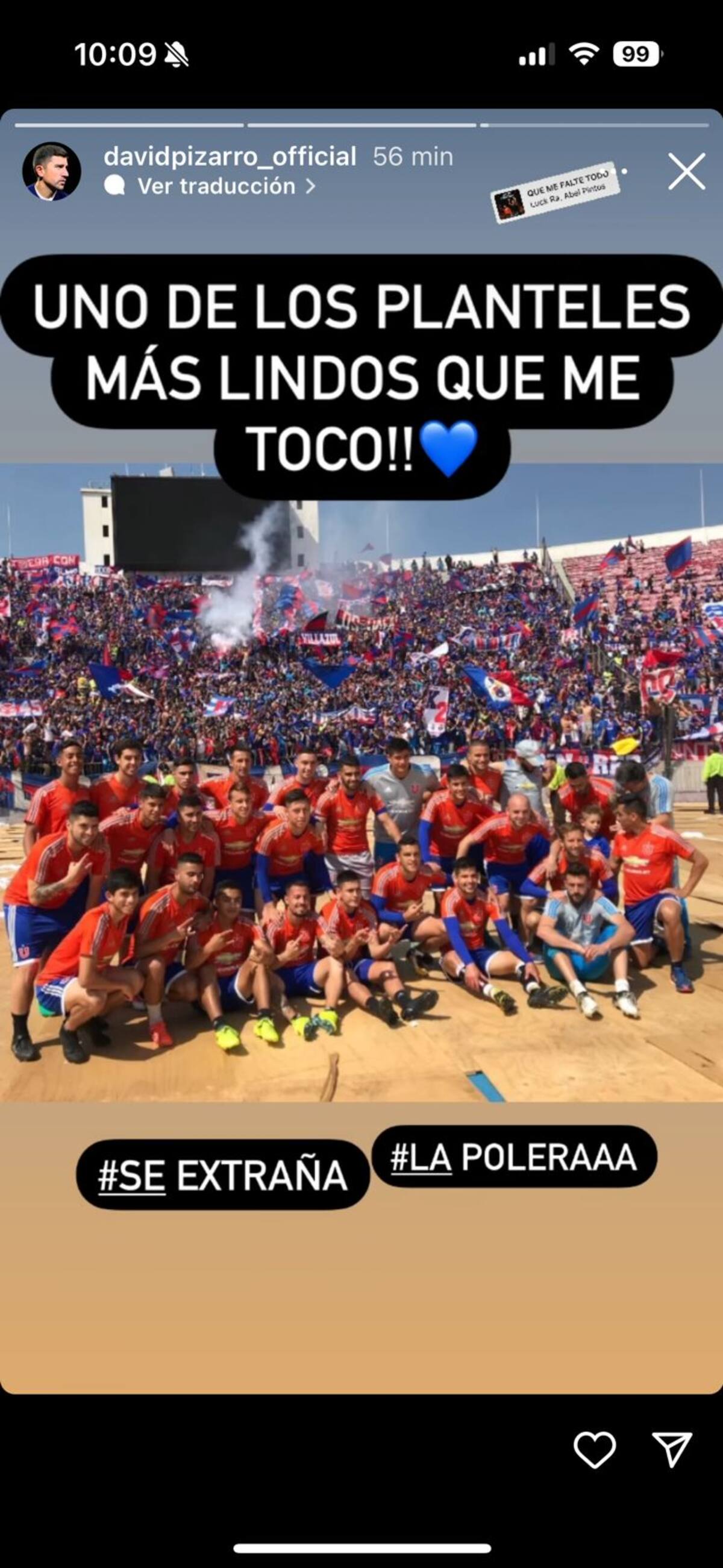 David Pizarro recordó su paso por la U en Instagram.