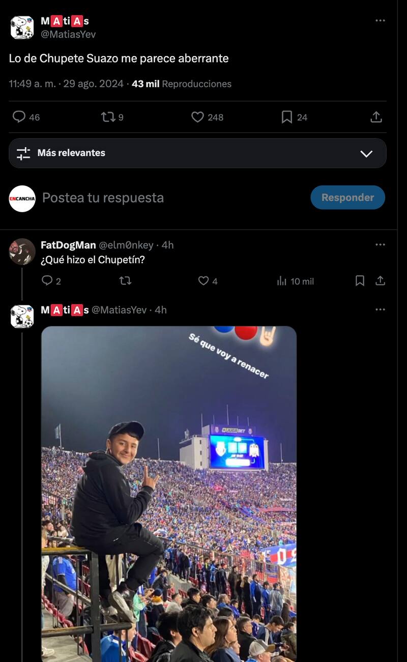 El hijo de Humberto Suazo fue visto en la hinchada de la U.