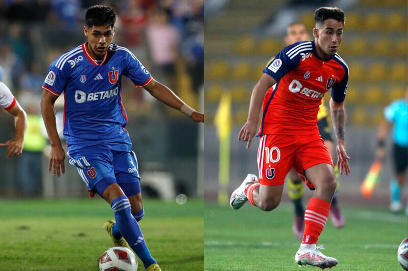 Darío Osorio y Lucas Assadi jugando con la camiseta de la U. Fotos: Aton.
