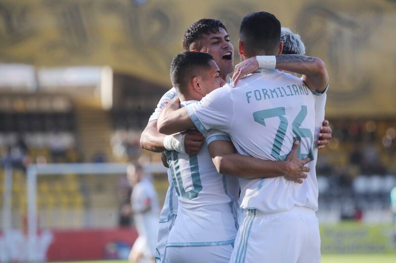 . Cristián Palacios festejando su gol ante Coquimbo.