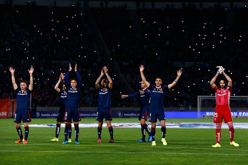Los jugadores de Universidad de Chile en el partido ante Iquique en 2019.