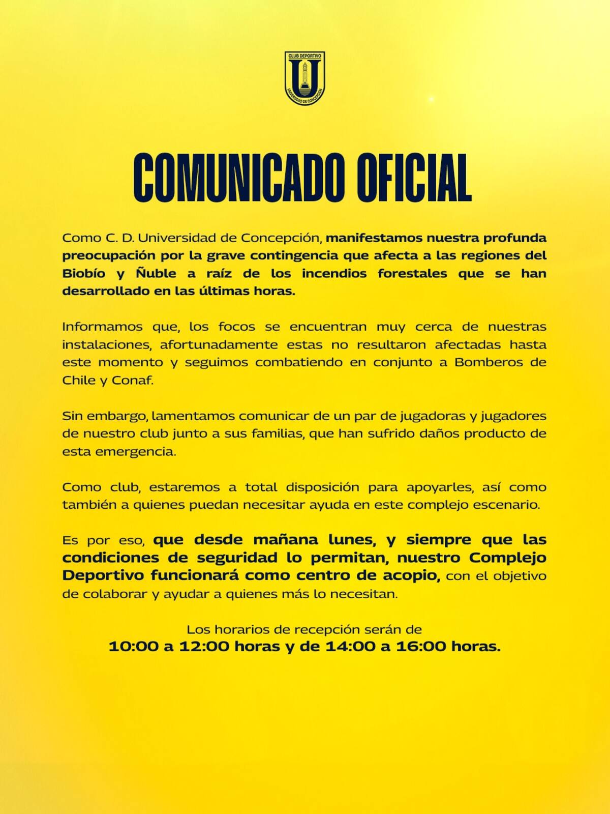 Comunicado en redes sociales.