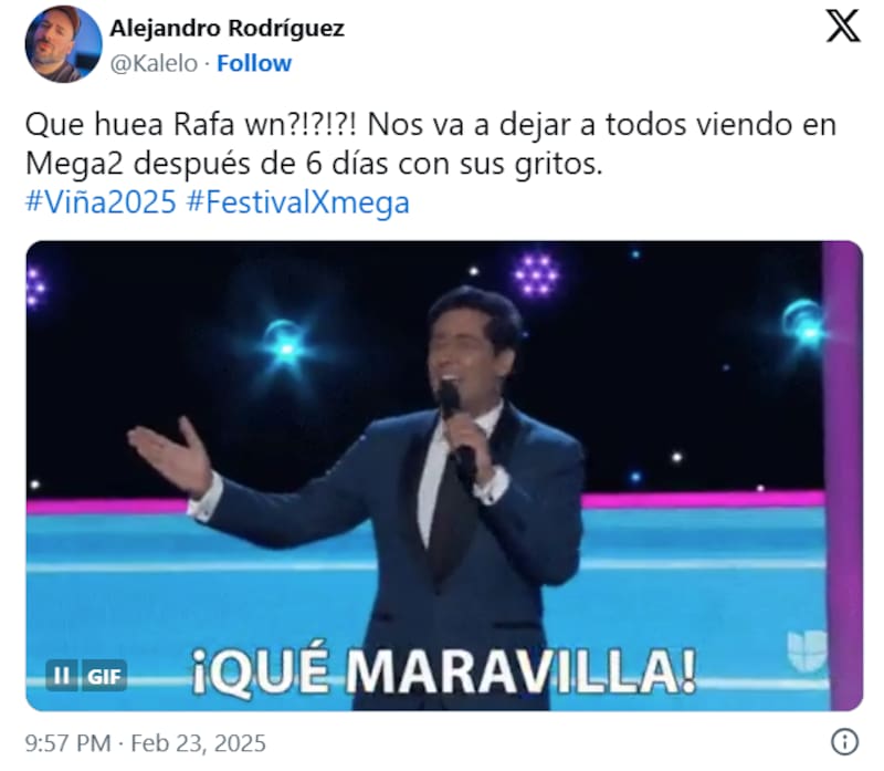 criticaron a Rafael Araneda en la primera noche del Festival de Viña 2025.