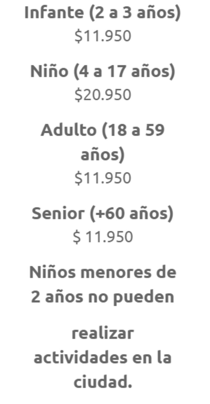 Valor de entradas a KidZania.